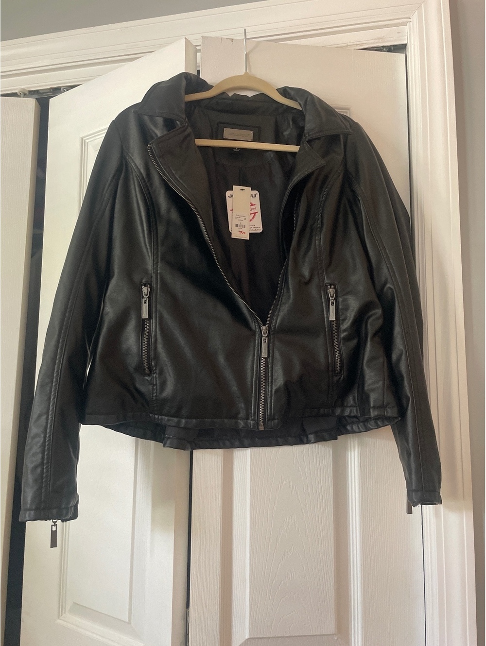 Jou Jou Women's Black Vegan Leather Jacket Size Large with Tags